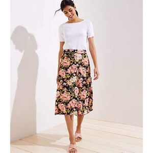 LOFT Floral Button Front Midi Skirt size XL NWT